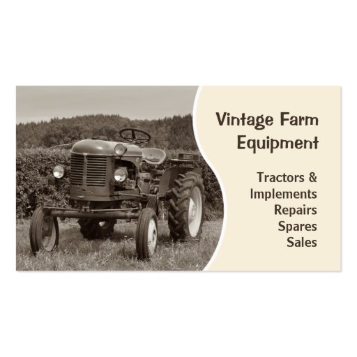 Vintage tractor business card (front side)