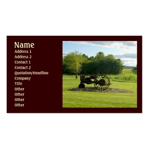 Vintage Tractor Business Cards (front side)
