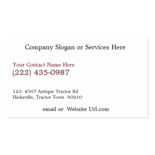 Vintage Tractor Farm Supply or Country Store Business Cards (back side)