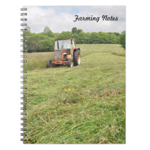 Vintage tractor farming landscape notebook