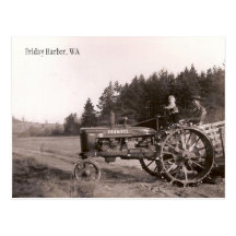 Vintage Tractor Ride Postcard