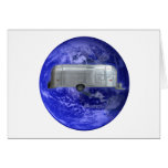 vintage trailer and globe greeting card