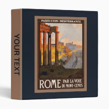 Vintage train ad Paris Lyon Mediterranée to Rome Binders