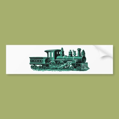 Vintage Train in Green s Zazzle_bumpersticker Vintage Train in Green s Zazzle_bumpersticker