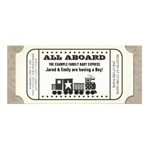 Vintage Train Ticket Baby Shower Invitation