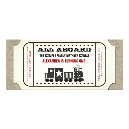 Vintage Train Ticket Birthday Party Invitation