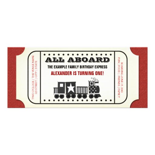 Vintage Train Ticket Birthday Party Invitation