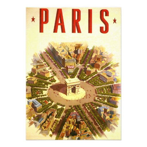 Vintage Travel, Arc de Triomphe Paris France Custom Invite