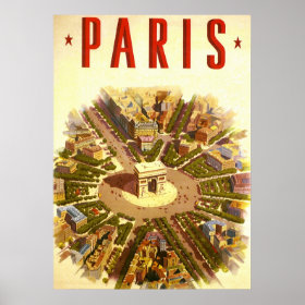 Vintage Travel, Arc de Triomphe Paris France Print