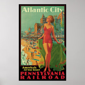 Vintage Travel; Atlantic City Resort, Beach Blonde Print