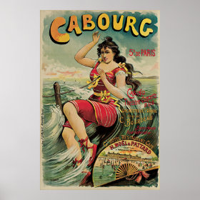 Vintage Travel, Beach Resort, Cabourg France Poster