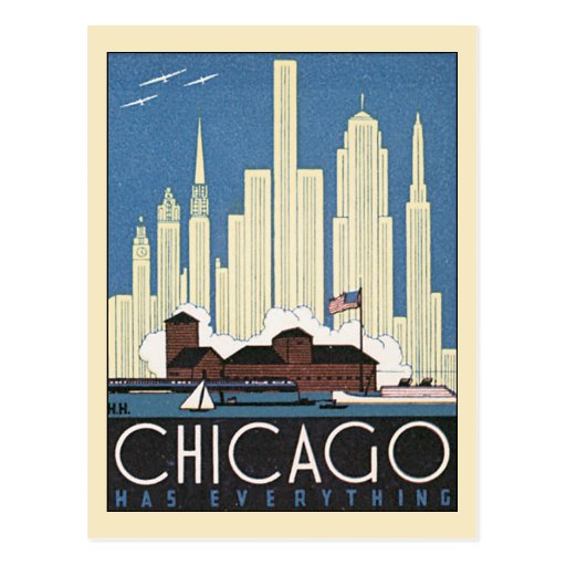Vintage Travel Chicago Illinois Skyline Skyscraper Post Card