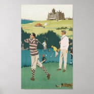 Vintage Travel Cruden Bay Playing Golf Print