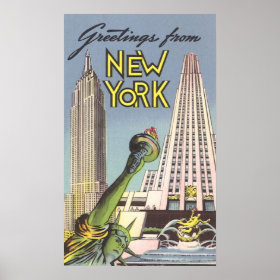 Vintage Travel, Famous New York City Landmarks Print