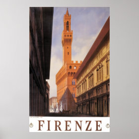 Vintage Travel, Firenze, Florence, Palazzo Vecchio Print