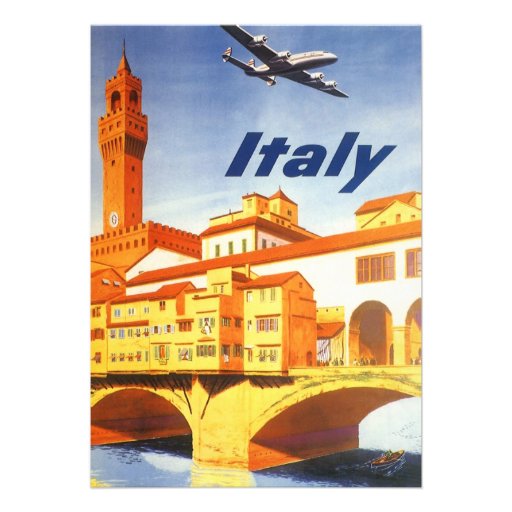 Vintage Travel Florence Firenze Italy Bridge River Personalized Announcement