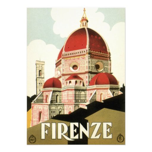 Vintage Travel Florence Firenze Italy Church Duomo Custom Invitations