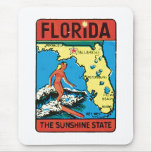 Vintage Travel Florida FL State Label Mouse Pads