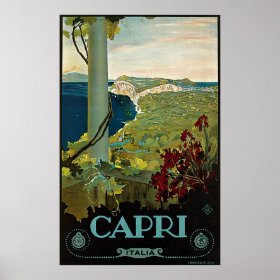 Vintage Travel, Isle of Capri, Italy Italia Coast Print