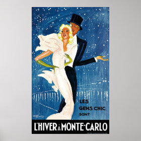 Vintage Travel, Love Romance Romantic Monte Carlo Print