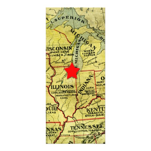 Vintage Travel Map Movable Red Star Invitation