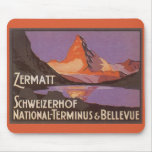 Vintage Travel, Matterhorn Mountain in Switzerland Mousepad