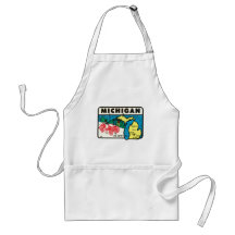 Vintage Travel Michigan MI Auto State Label Apron