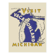 Vintage Travel - Michigan Vacationland Post Card