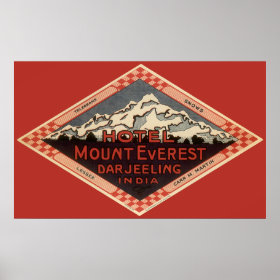 Vintage Travel, Mount Everest, Darjeeling India Posters