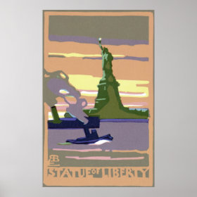 Vintage Travel, New York City, Statue of Liberty Poster