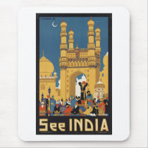 Vintage Travel Poster Ad Retro Prints Mouse Pads