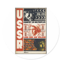 Vintage Travel Poster Ad Retro Prints Round Stickers
