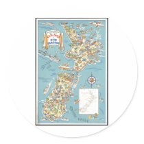 Vintage Travel Poster Ad Retro Prints Round Stickers