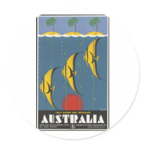 Vintage Travel Poster Ad Retro Prints Round Stickers