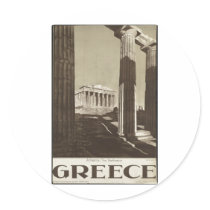 Vintage Travel Poster Ad Retro Prints Round Sticker