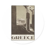 Vintage Travel Poster Ad Retro Prints Round Sticker