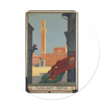 Vintage Travel Poster Ad Retro Prints Round Stickers