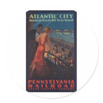 Vintage Travel Poster Ad Retro Prints Round Sticker