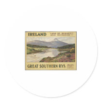 Vintage Travel Poster Ad Retro Prints Round Stickers