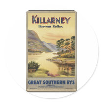 Vintage Travel Poster Ad Retro Prints Round Sticker