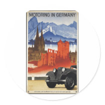 Vintage Travel Poster Ad Retro Prints Round Stickers