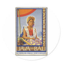 Vintage Travel Poster Ad Retro Prints Round Sticker