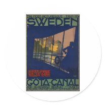 Vintage Travel Poster Ad Retro Prints Round Stickers