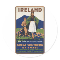Vintage Travel Poster Ad Retro Prints Round Stickers