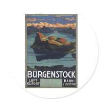 Vintage Travel Poster Ad Retro Prints Round Stickers