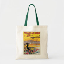 Vintage Travel Poster, Airplanes in Lyon, France Bags