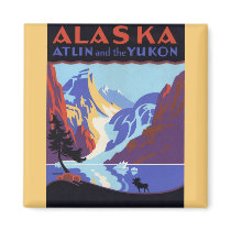 Vintage Travel Poster, Alaska magnets by YesterdayCafe Vintage Travel Poster, Alaska magnets