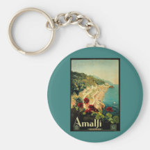 Vintage Travel Poster, Amalfi, Italy Keychains