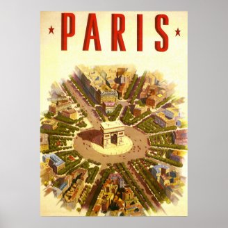 Vintage Travel Poster Arc de Triomphe Paris France