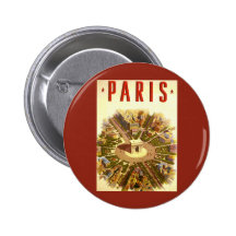 Vintage Travel Poster Arc de Triomphe Paris France Pinback Buttons